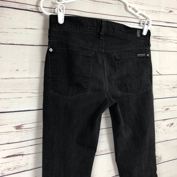 7 For All Mankind Straight Leg Jeans Washed Black - Picture 2 of 6